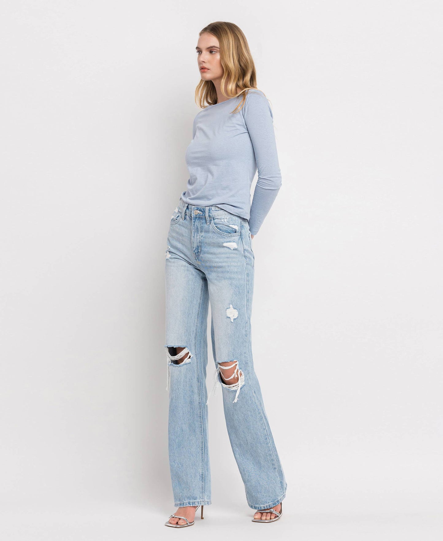 90'S VINTAGE SUPER HIGH RISE FLARE JEANS T5346