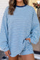 LAS Striped Oversized Pocket Crew Neck Lounge Set (S-XL)