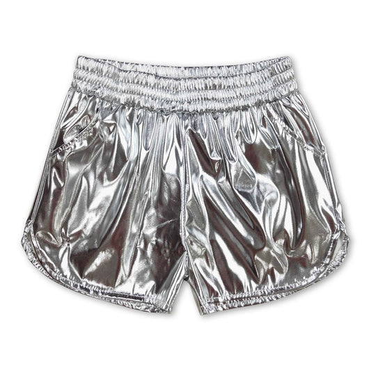 Blue elastic waist kids girls summer shorts