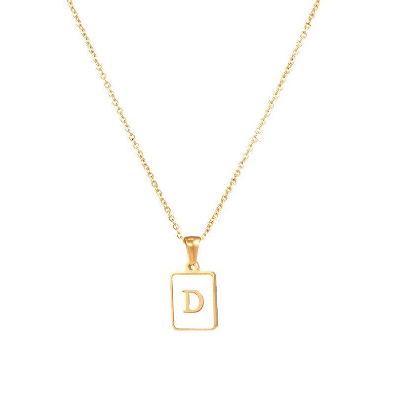 Square Initial 18K Gold-plated Stainless Steel Necklace -FGS