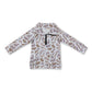Long sleeves grey camo pocket kids zip pullover