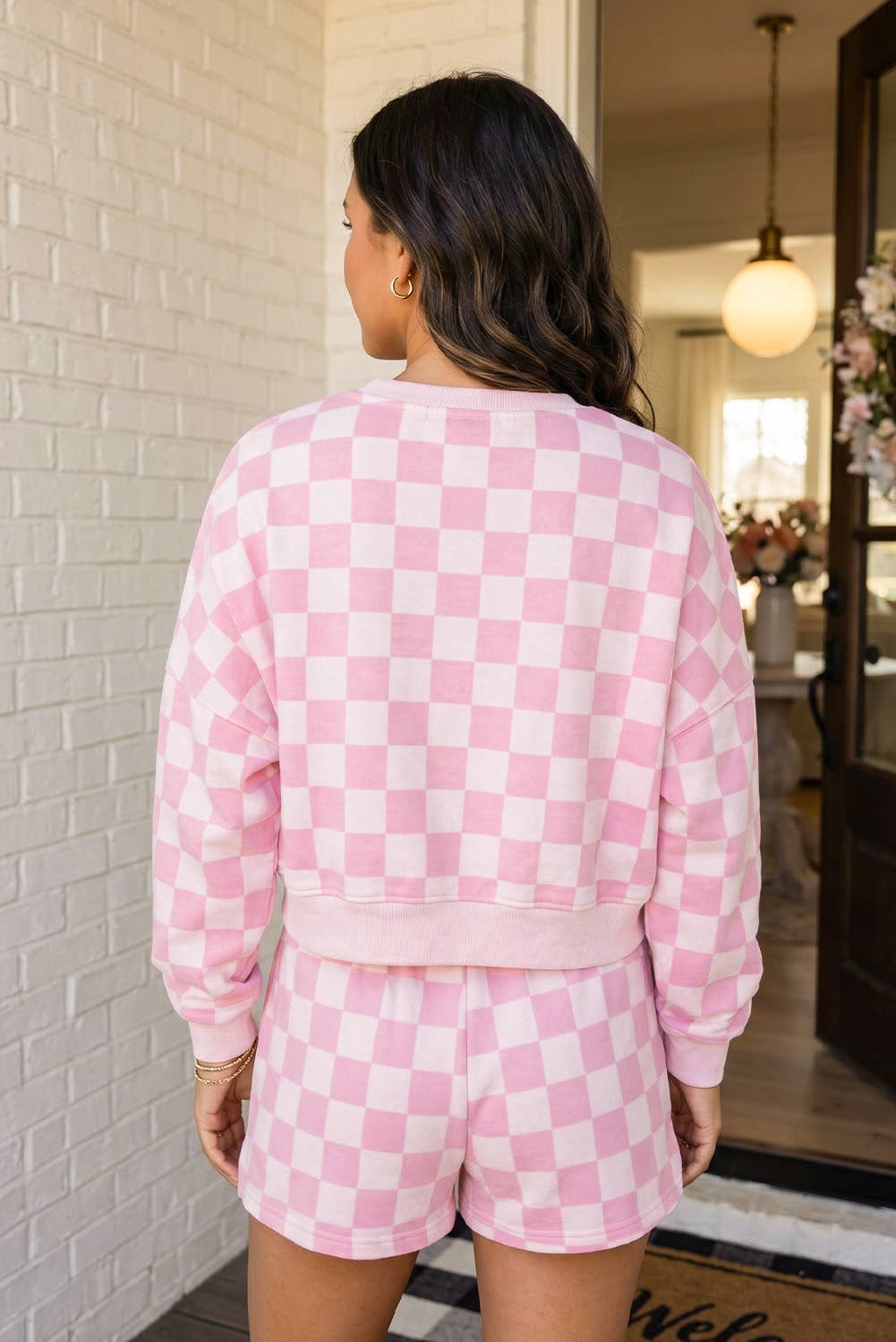 LAS Plaid Checkered Elastic Waist Active Lounge Set (S-XL)