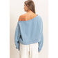 Raw Edge Acid Wash Off The Shoulder Sweatshirt