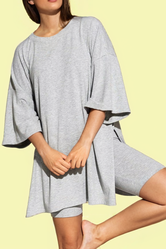 Oversized Loose Tee and Skinny Shorts Set (S-2XL)