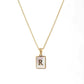 Square Initial 18K Gold-plated Stainless Steel Necklace -FGS