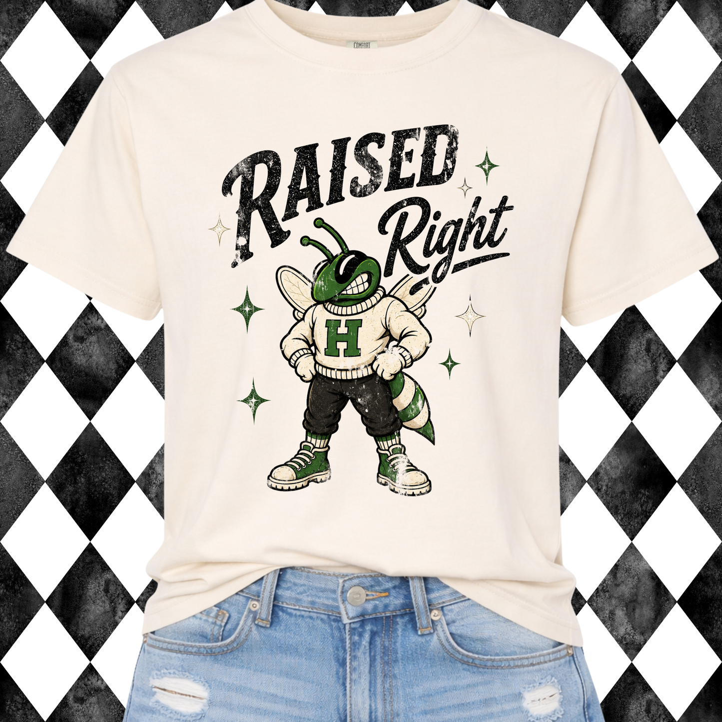 Retro Raised Right T-Shirt | Any Mascot • Any Color