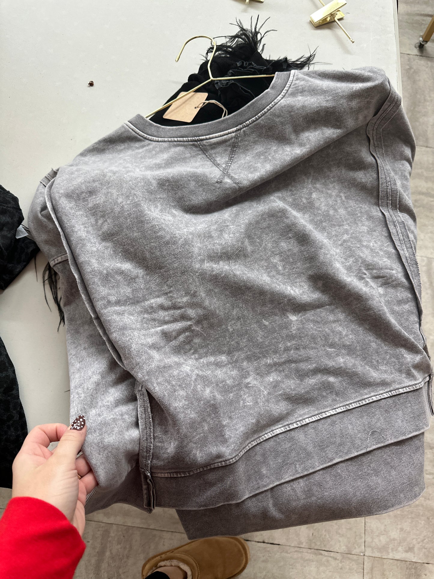 Washed Open Seam Pullover