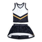 Sleeveless gold black top skirt girls team cheer active set