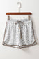 Leopard Elastic Waist Lace up Contrast Trim Casual Shorts