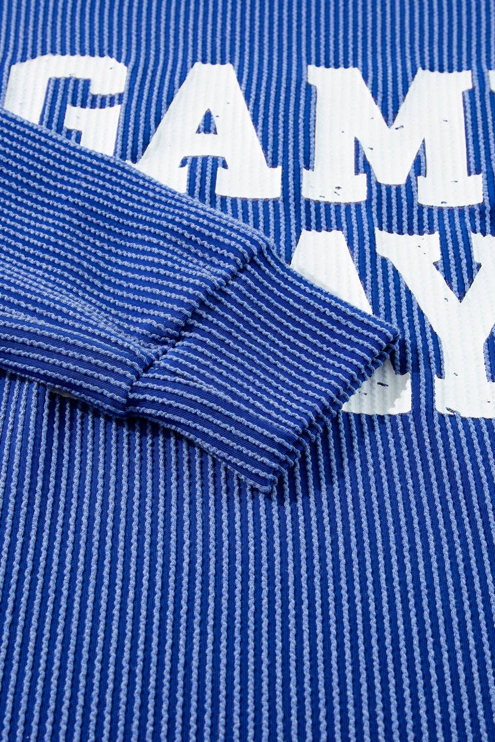 GAME DAY Textured Long Sleeve Crewneck Top
