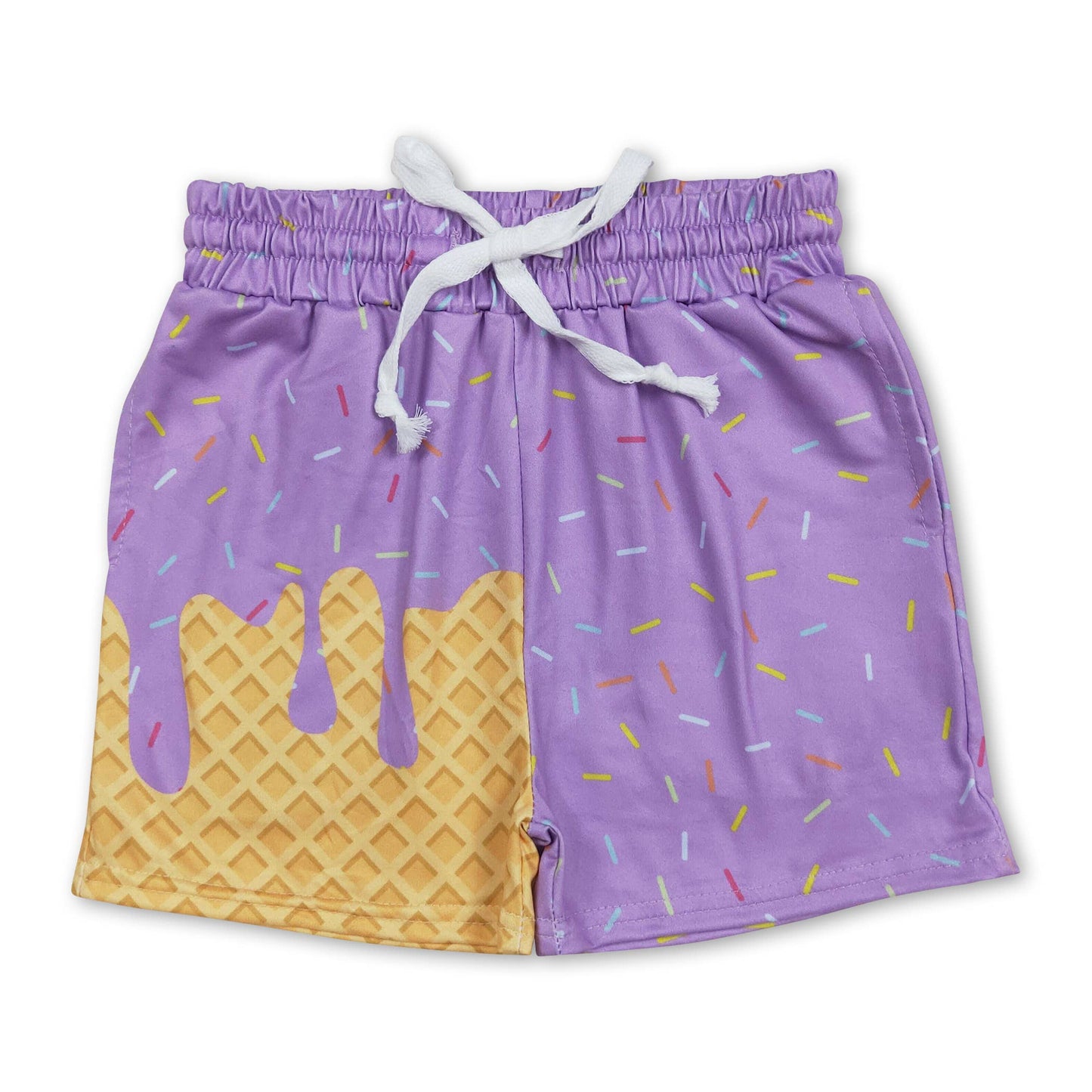Black ice cream sprinkle baby kids summer team shorts