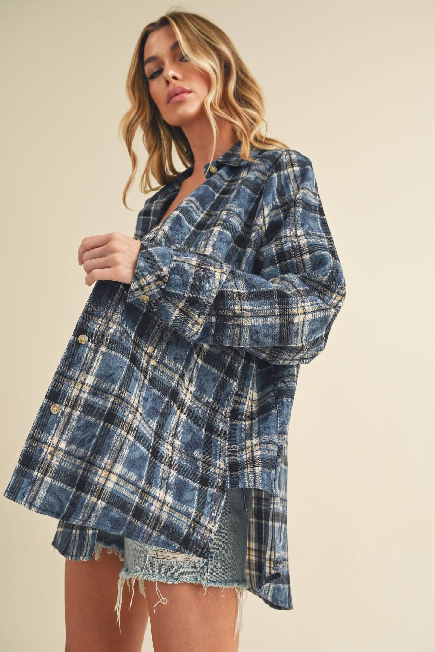 Laura Plaid Washed Flannel Shirt