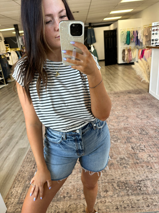 Striped Elastic Crop