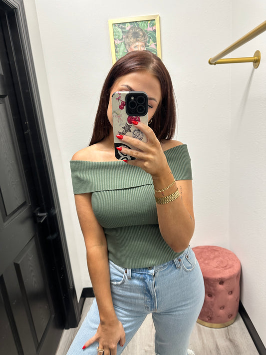 Ribbed Off The Shoulder Basic