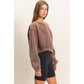 Raw Edge Acid Wash Off The Shoulder Sweatshirt