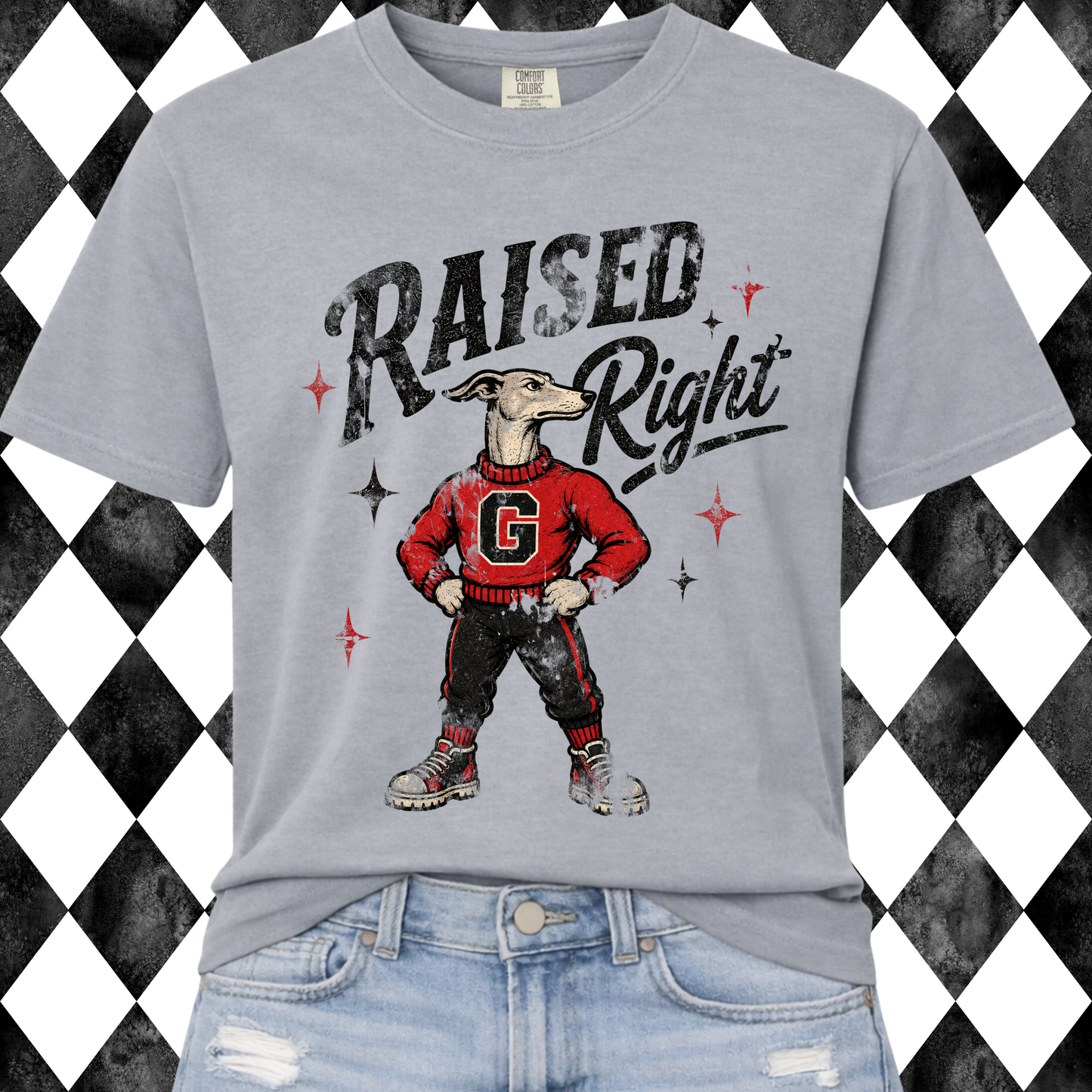 Retro Raised Right T-Shirt | Any Mascot • Any Color