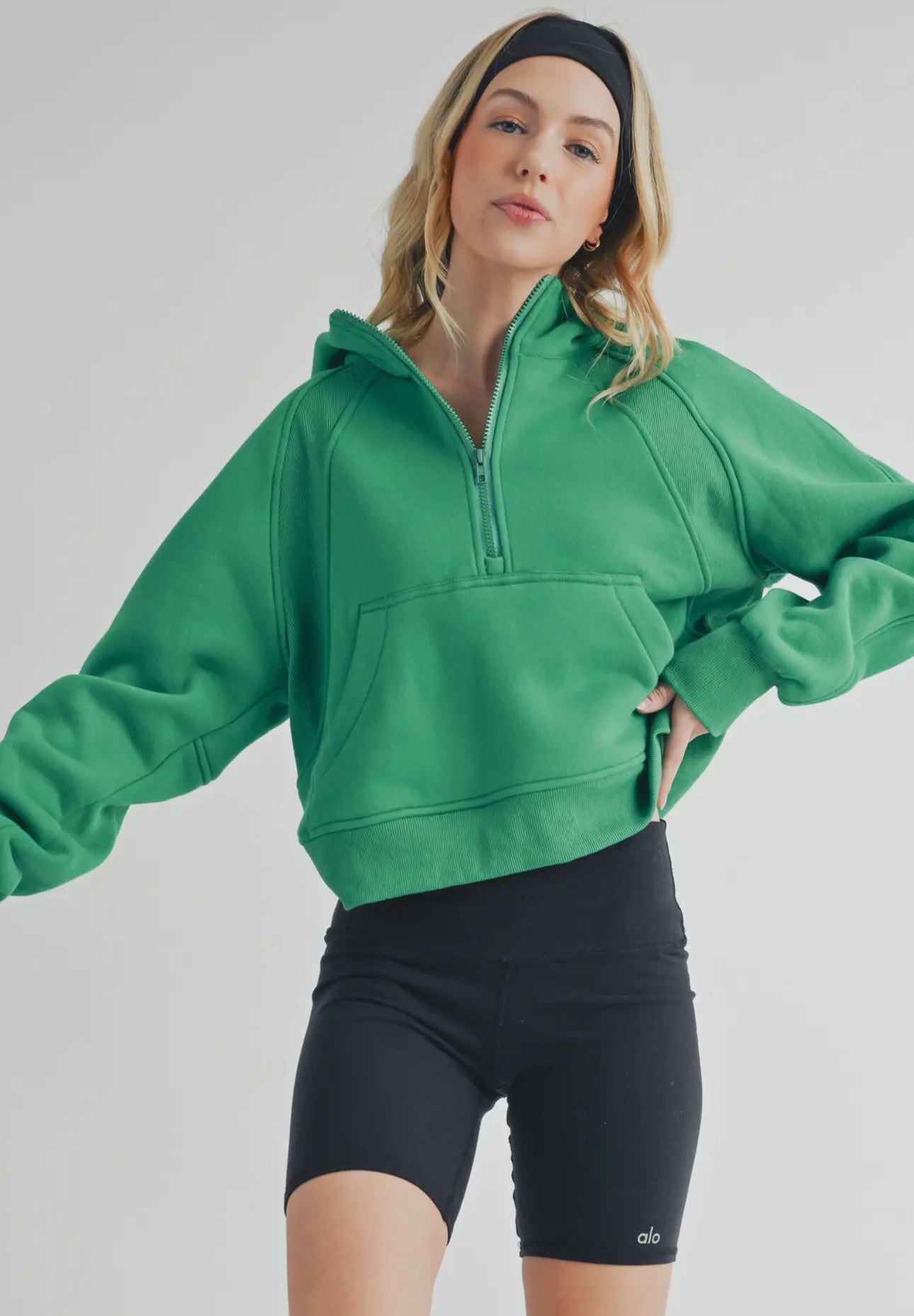 Green Moment Funnel Half Neck Zip