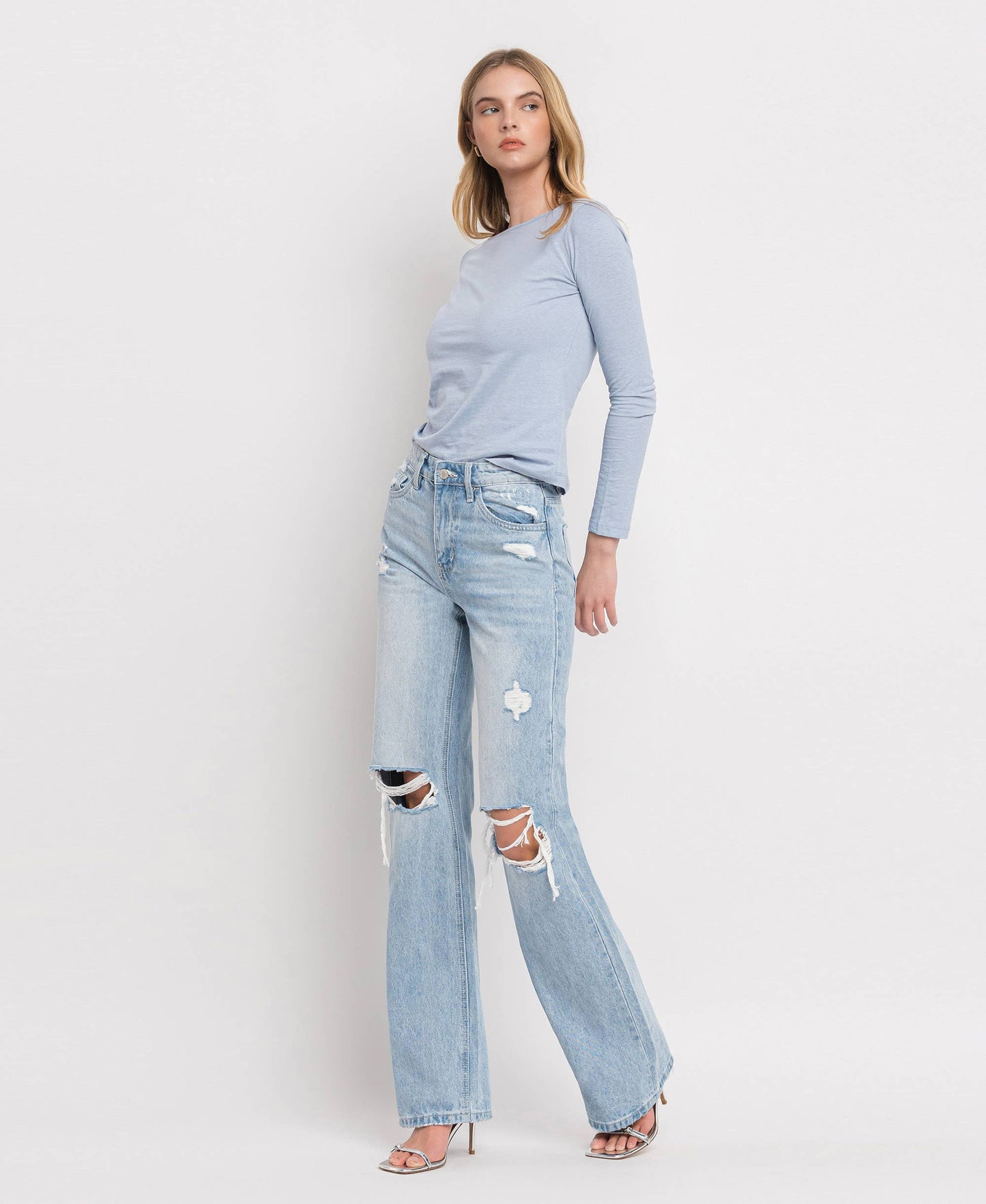 90'S VINTAGE SUPER HIGH RISE FLARE JEANS T5346