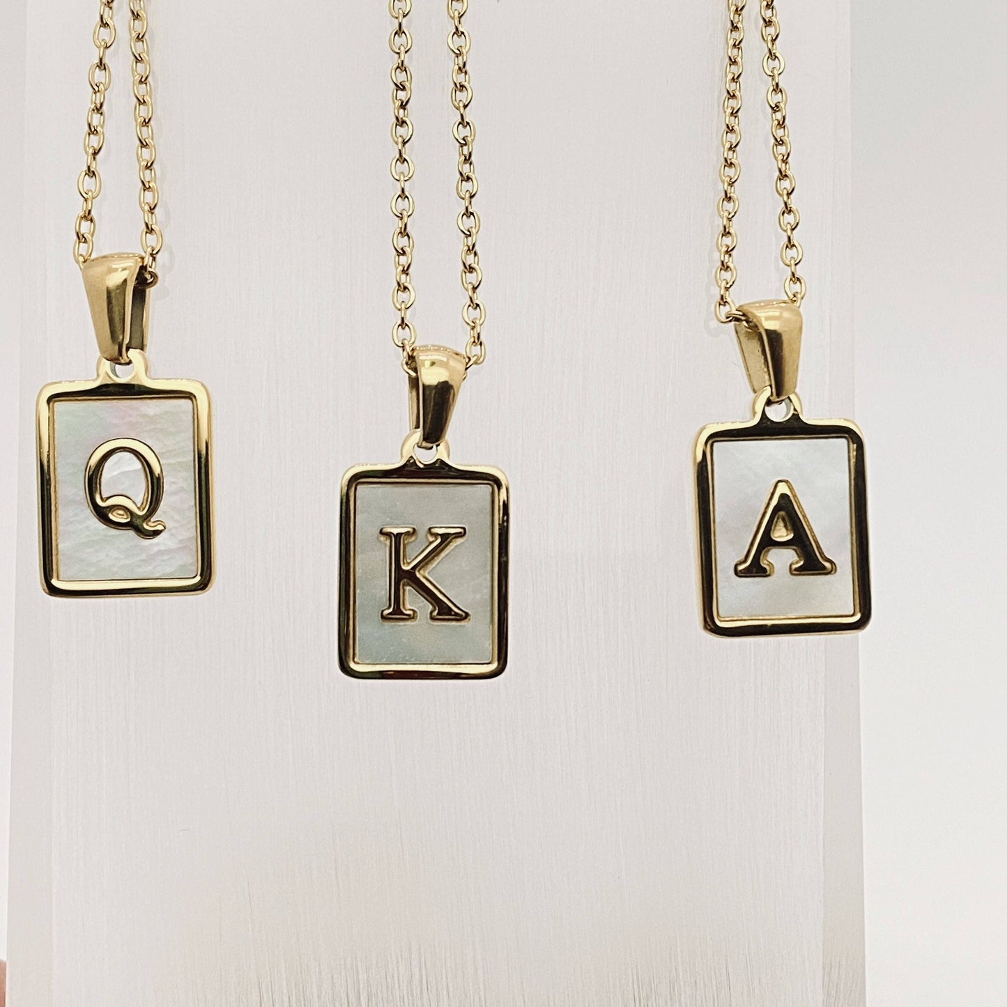 Square Initial 18K Gold-plated Stainless Steel Necklace -FGS