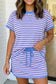 LAS Stripe Short Sleeve Top and Skirt Set (S-XL)