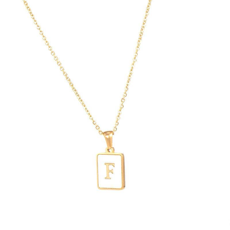 Square Initial 18K Gold-plated Stainless Steel Necklace -FGS