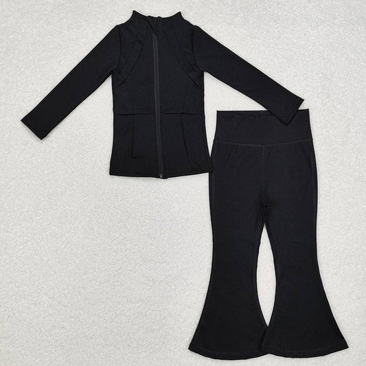 8 Colors Sibling Baby Girls Yoga Active Wear Jackets Pants 2pcs Work Outfits Sets