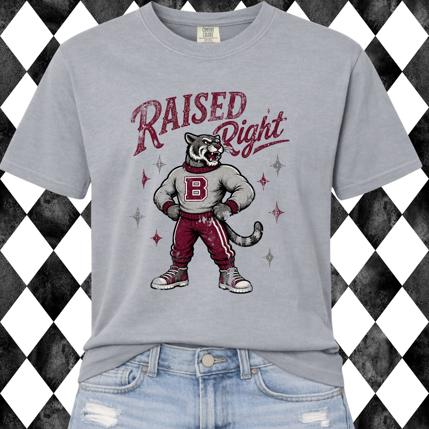 Retro Raised Right T-Shirt | Any Mascot • Any Color