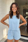 LAS Stitched Detail Loose Tank Top 2pcs Short Set (S-XL)