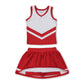 Sleeveless white red top skirt girls team cheer active set