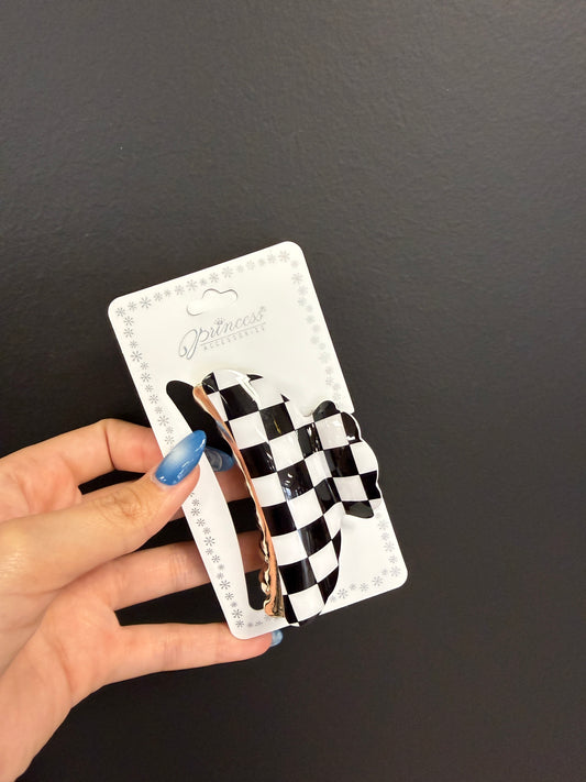 Black & White Checkered Claw Clip