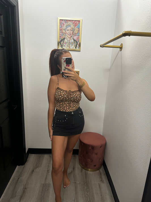 Stud Detail Denim Skirt