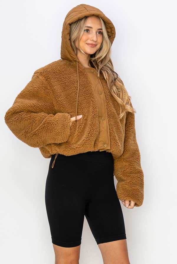 FAUX FUR HOODED JACKET