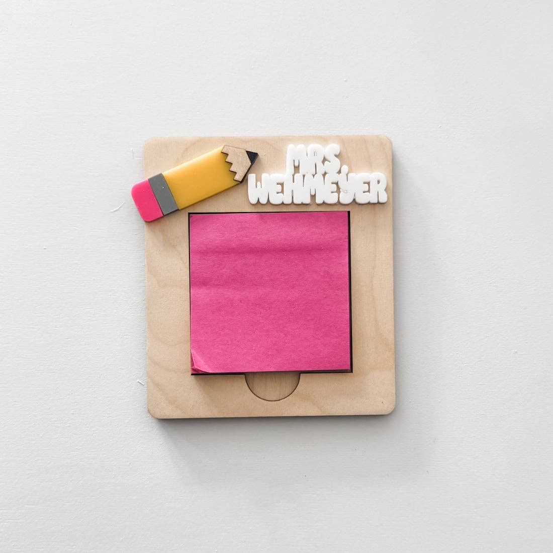 Personalized Teacher Post-it Note Holder – Custom 3x3 Sticky Note Organizer