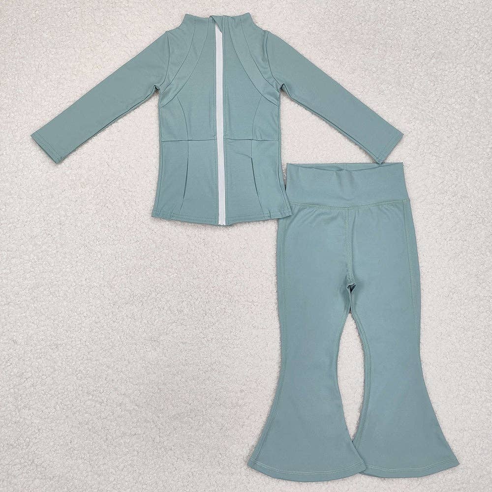 8 Colors Sibling Baby Girls Yoga Active Wear Jackets Pants 2pcs Work Outfits Sets