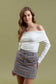 FOLD OVER OFF THE SHOULDER LONG SLEEVE KNIT TOP