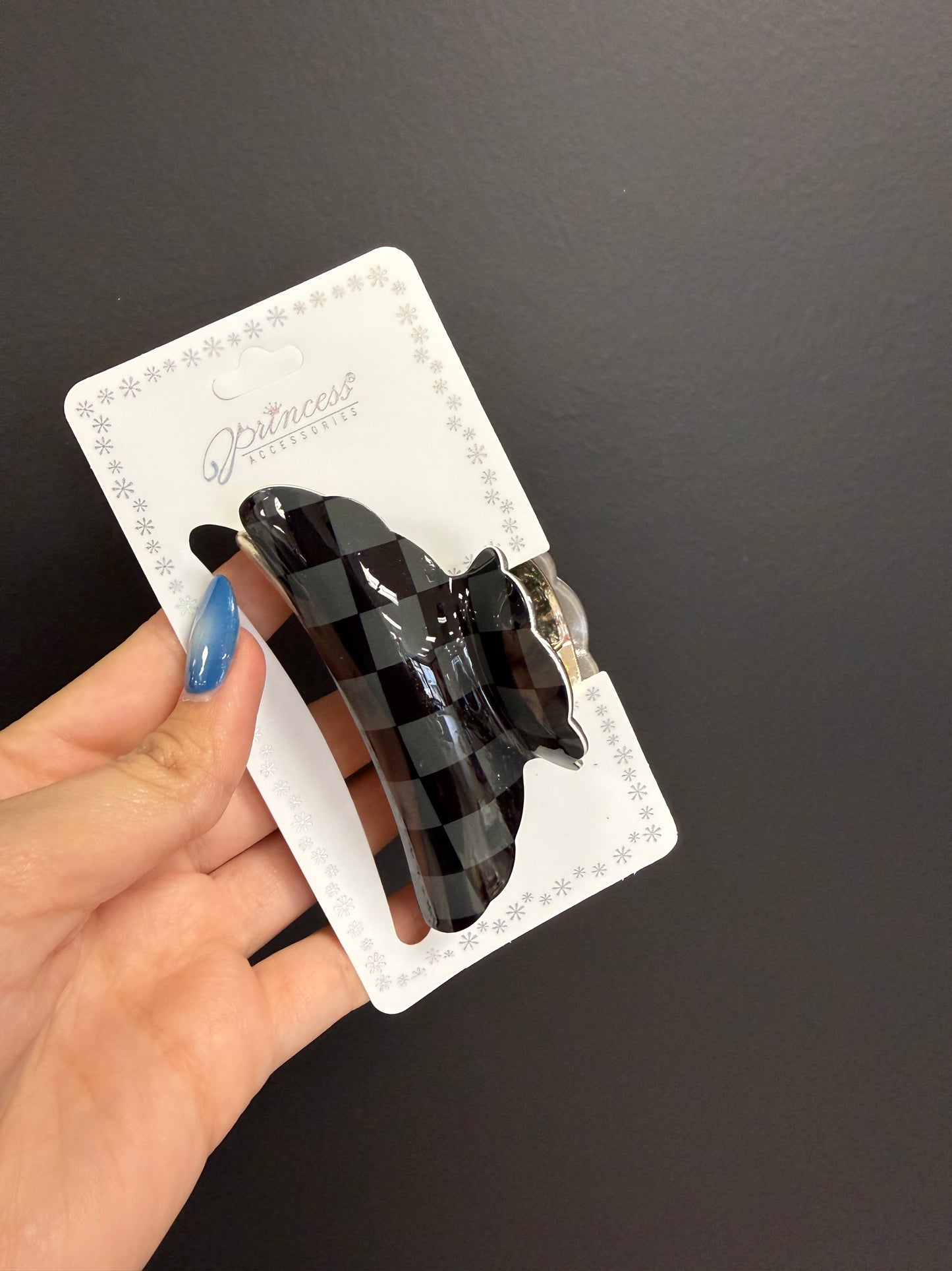 Black & Grey Checkered Claw Clip