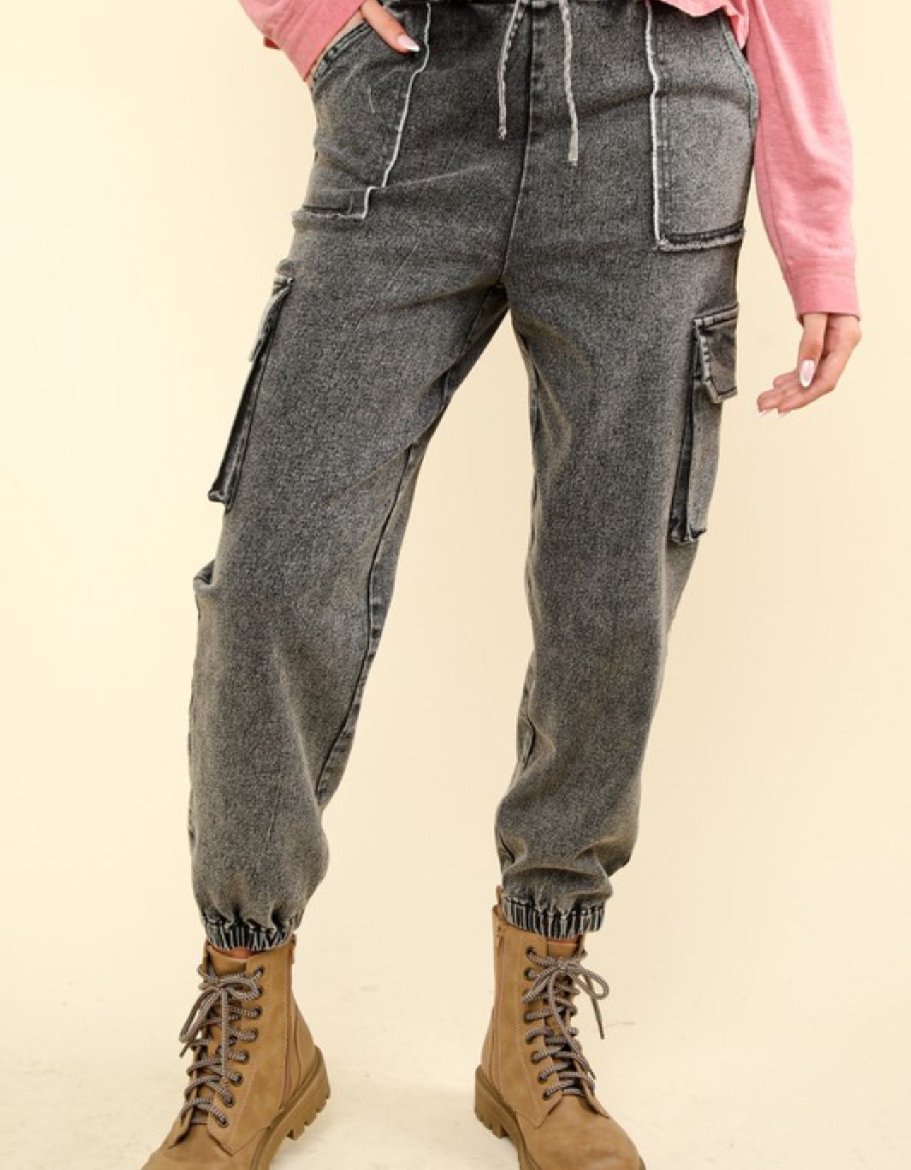 Washed Denim Joggers