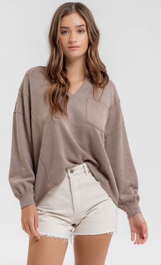 Solid Split Neck Knit top