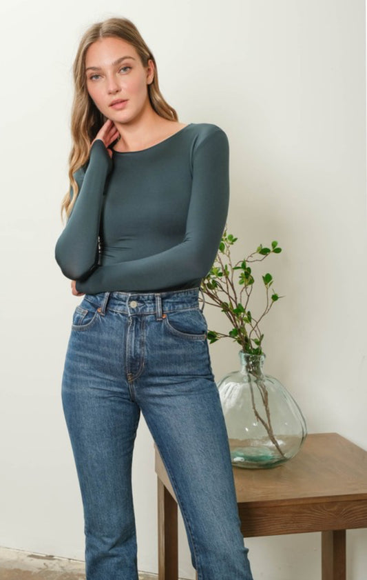 Round Neck Long Sleeve Bodysuit