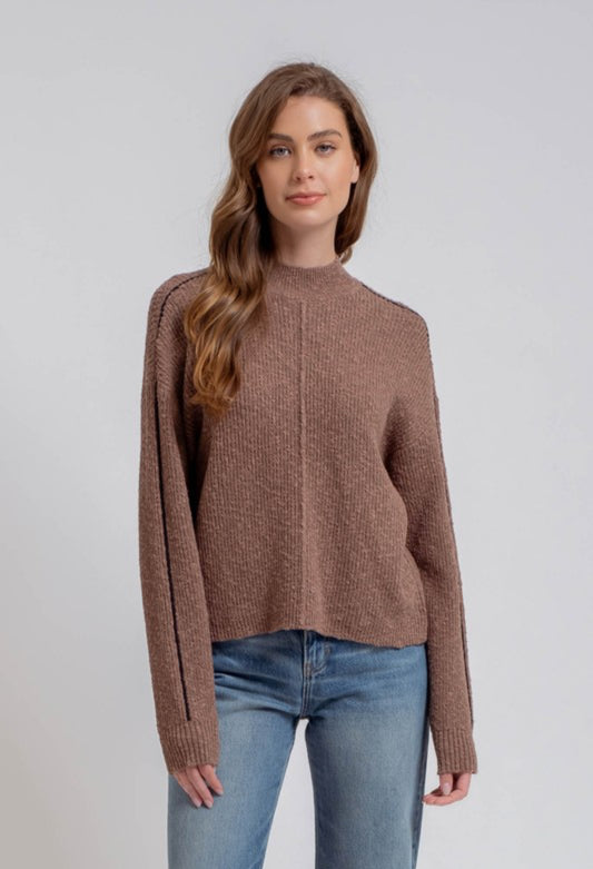 Mock Neck Seam Sweater