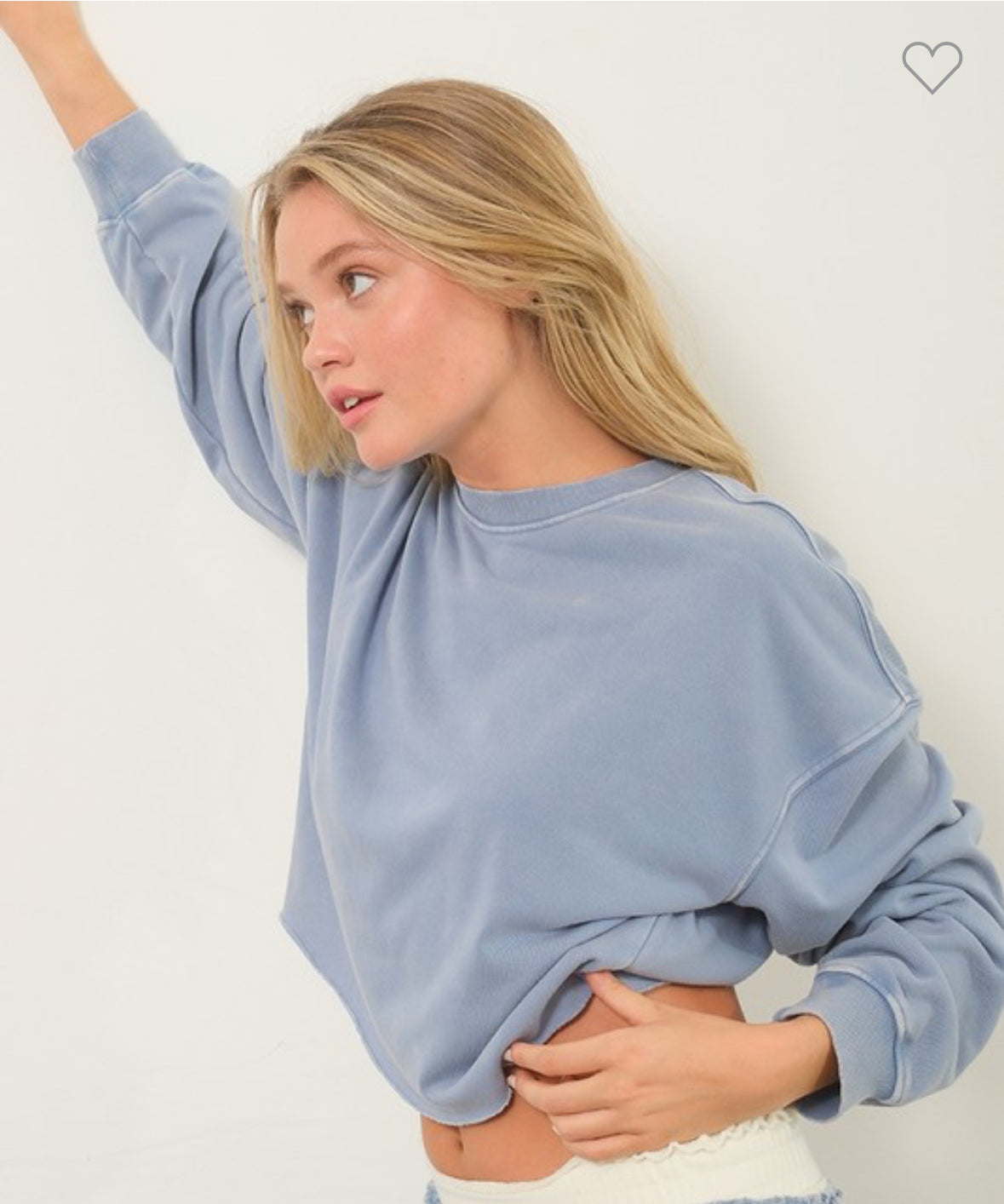 Cropped Crewneck w/Raw Hem
