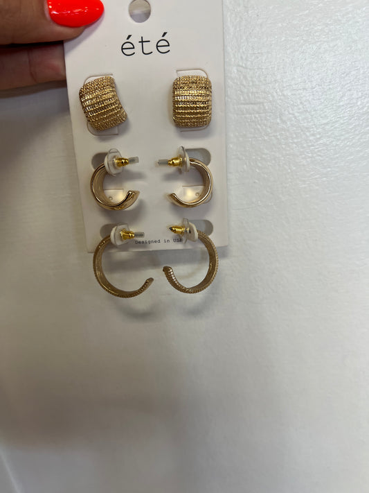 Set of 3 Textured Hoop Earrings