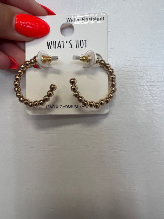 Water Resistant Gold Beaded Hoop Earring