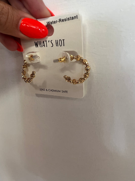 Water Resistant Twisted Bead Hoop Earring