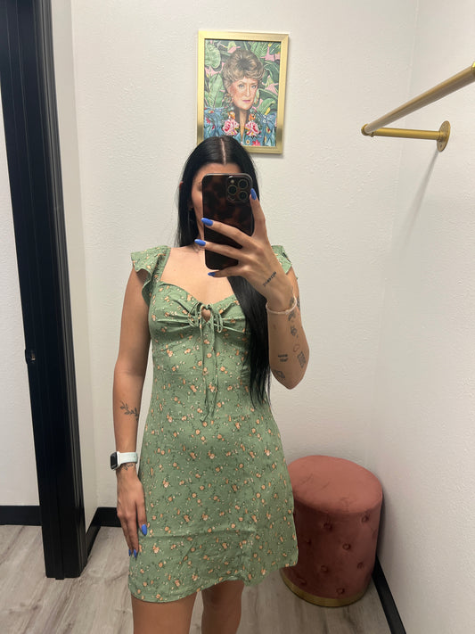 Floral Tie Mini Dress
