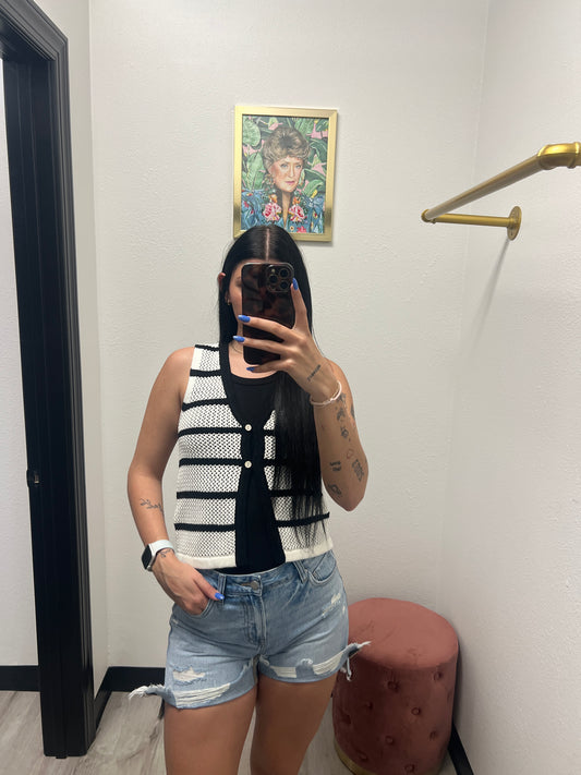 Stripe Split Hem Vest
