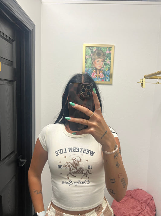 Western Graphic crop top