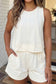 LAS Stitched Detail Loose Tank Top 2pcs Short Set (S-XL)