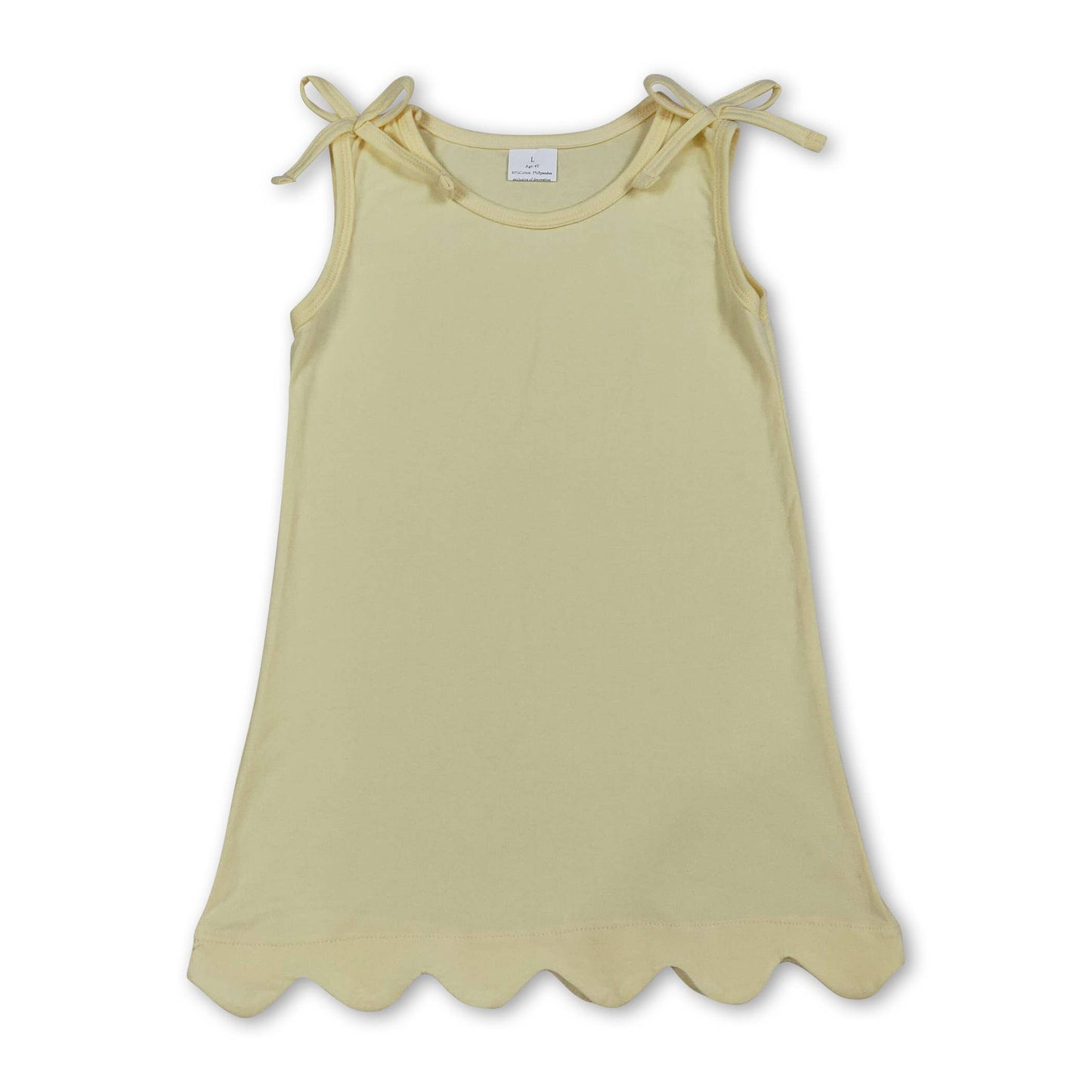 Sleeveless light blue cotton scallop girls summer dress