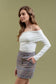 FOLD OVER OFF THE SHOULDER LONG SLEEVE KNIT TOP